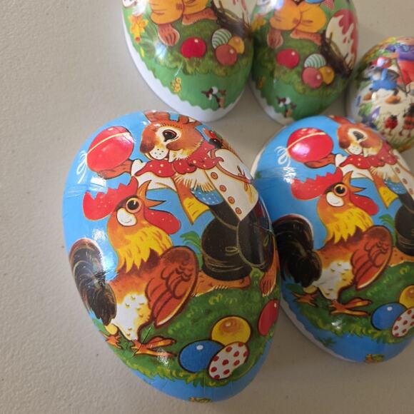 Vintage Antique German Paper Mache Nesting Eggs Set Of 3 Easter Peter Rabbit Vtg - Picture 6 of 11